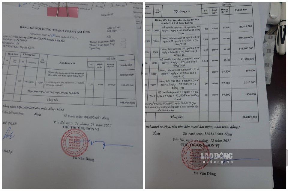 Văn bản về việc kế toán ở huyện Vân Hồ rút tiền hỗ trợ từ kho bạc mà các bộ tham gia phòng chống dịch cung cấp cho PV.