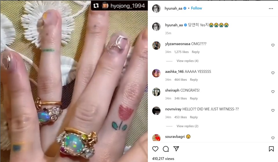 Bài viết HyunA đăng tải trên Instagram cá nhân (Ảnh: CMH)
