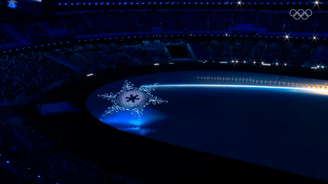 Bông tuyết khổng lồ trong lễ khai mạc tối 4.2. Ảnh: Website Olympic