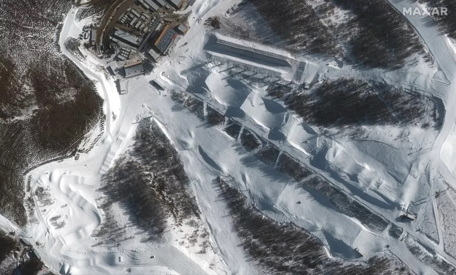 Công viên Tuyết Genting ở Trương Gia Khẩu. Trong Olympic mùa đông 2022, đây là nơi sẽ diễn ra các sự kiện trượt tuyết tự do và trượt tuyết với ván. Ảnh: MAXAR