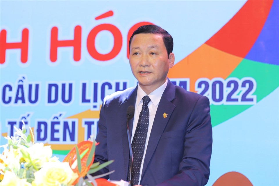Ông Đỗ Minh Tuấn - Chủ tịch UBND tỉnh Thanh Hoá phát biểu tại buổi lễ. Ảnh: T.L
