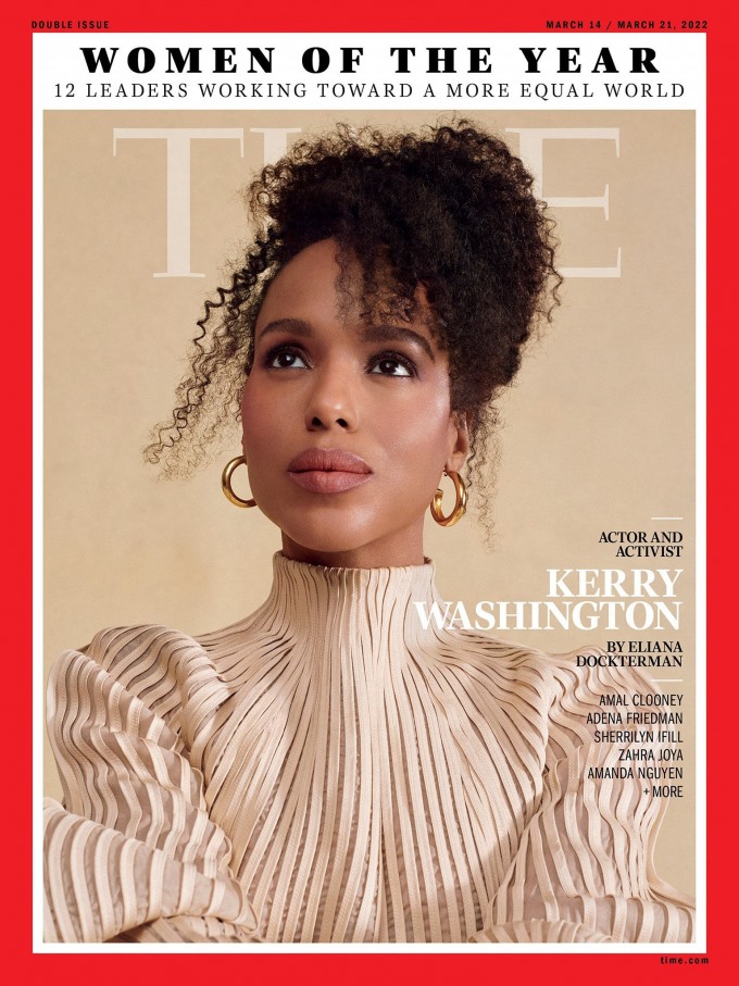 Kerry Washington lựa chọn mẫu váy xếp ly của nhà thiế kế Công Trí khi chụp hình trang bìa tạp chí. Ảnh: Xinhua
