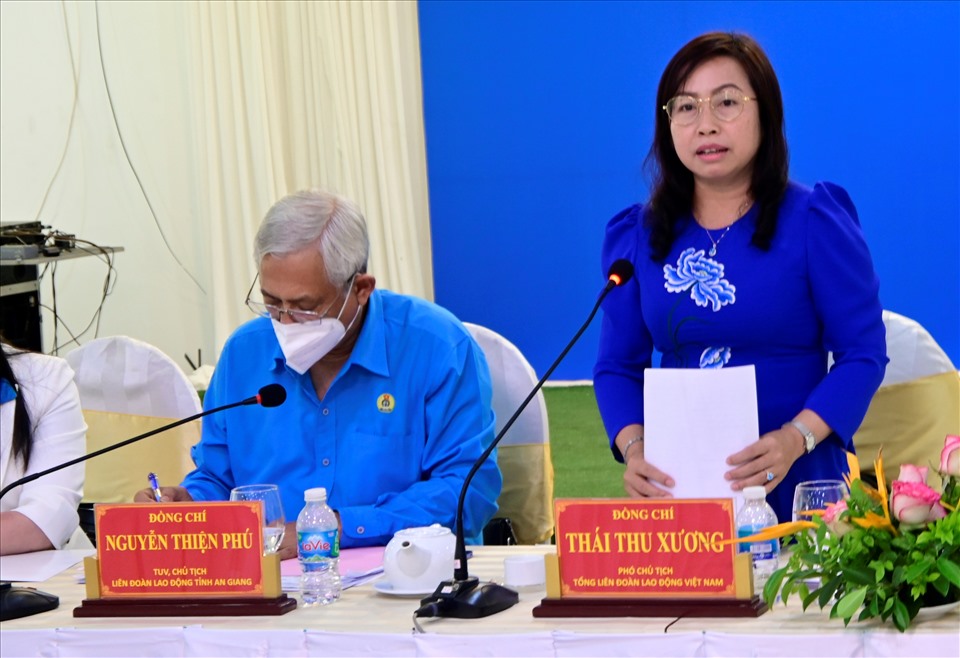 Phó Chủ tịch Tổng LĐLĐVN Thái Thu Xương phát biểu chỉ đạo hội nghị. Ảnh: Đ.P