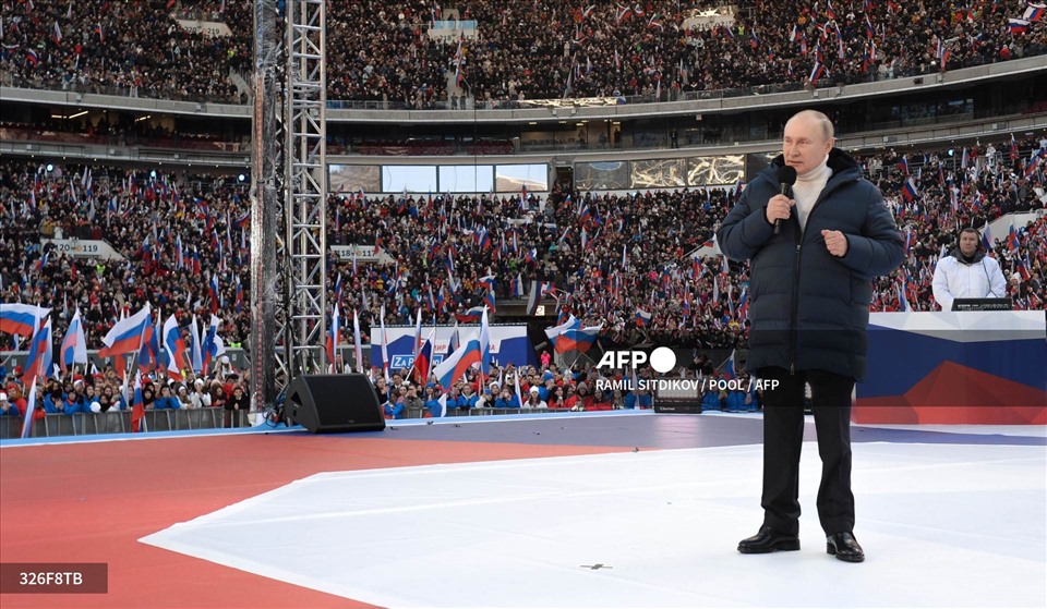 Tổng thống Putin tuyên bố sẽ đạt được các mục tiêu ở Ukraina. Ảnh: AFP