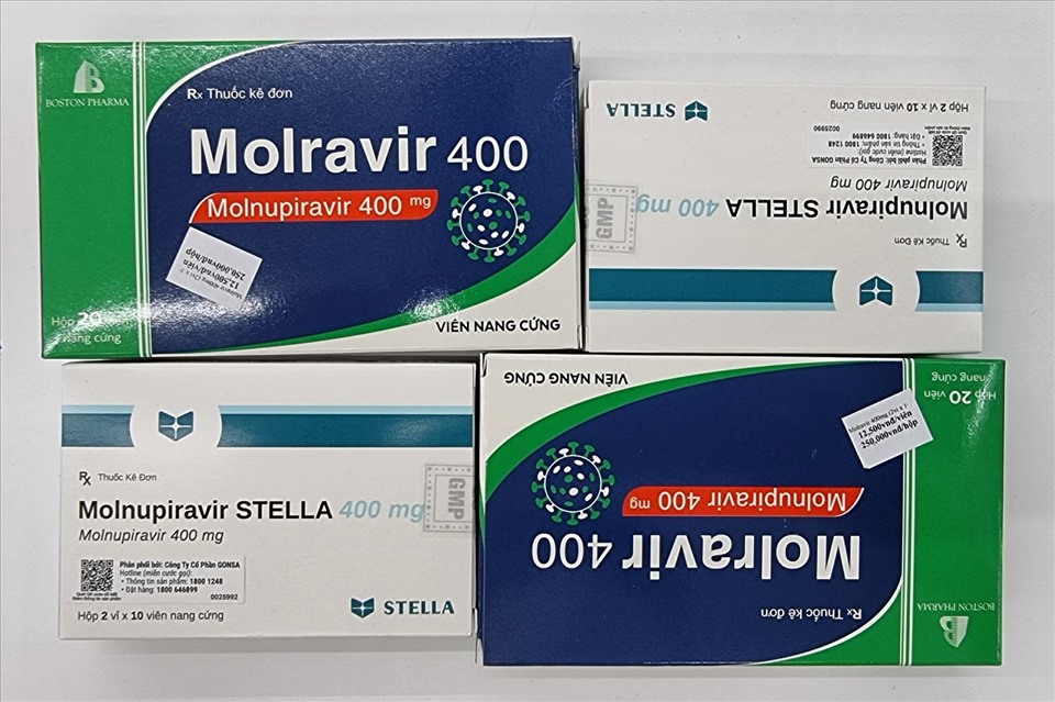 Các nhà thuốc tại Bà Rịa - Vũng Tàu đang có bán 02 loại thuốc có hoạt chất Molnupiravir để điều trị COVID-19. Ảnh: T.A