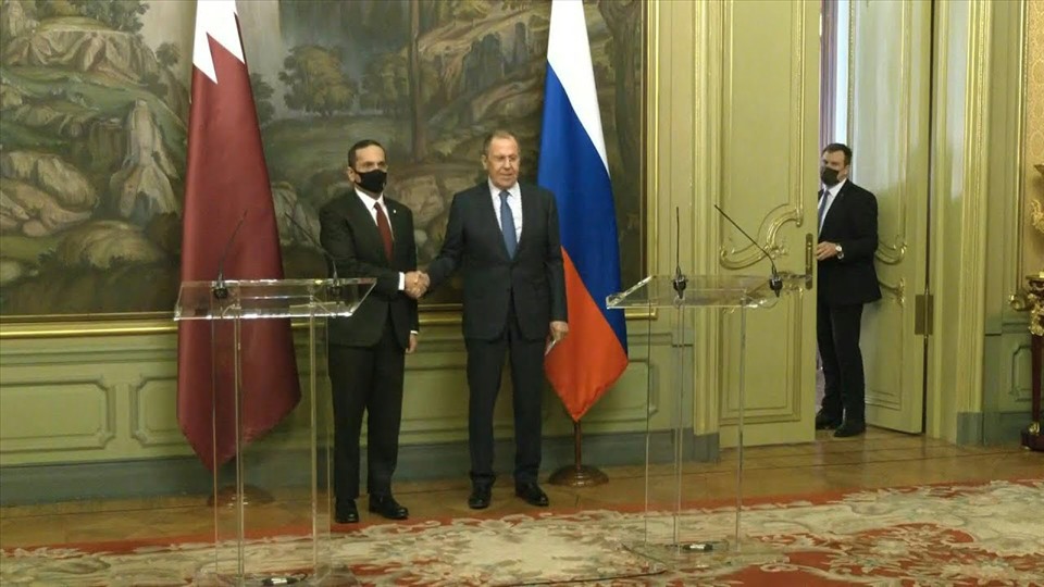 Ngoại trưởng Nga Sergei Lavrov tiếp Ngoại trưởng . Ảnh: AFP
