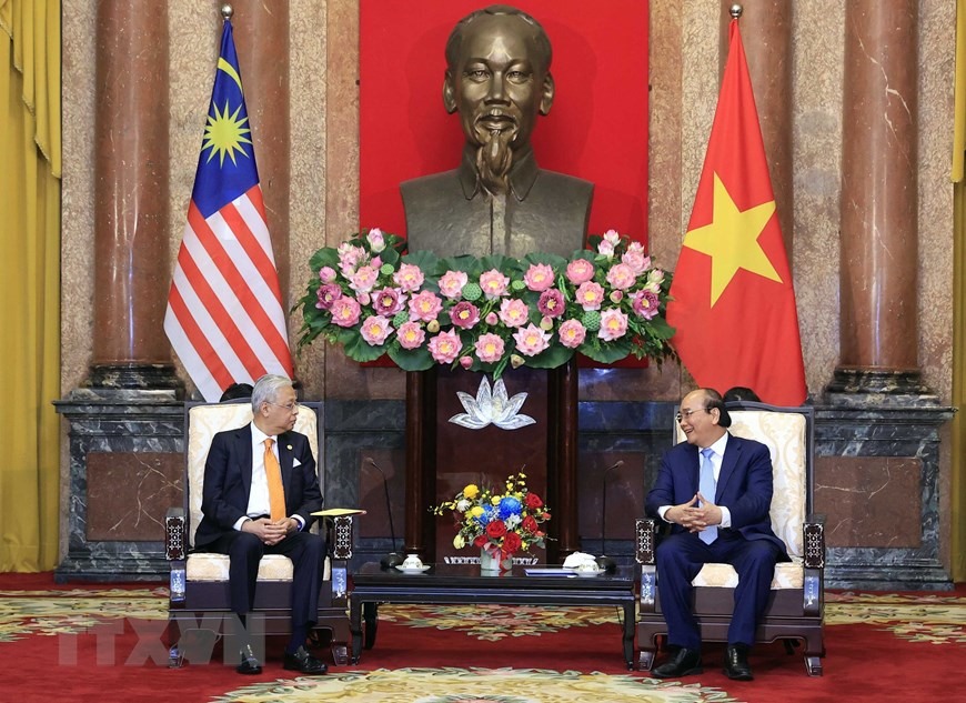 Chiều 21.3, tại Phủ Chủ tịch, Chủ tịch nước Nguyễn Xuân Phúc tiếp Thủ tướng Malaysia Ismail Sabri Yaakob thăm chính thức Việt Nam. Ảnh: TTXVN