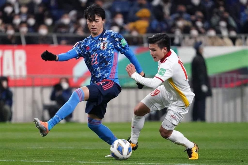 Tuyển Việt Nam hoà Nhật Bản với tỉ số 1-1 trong trận đấu cuối cùng tại vòng loại World Cup 2022. Ảnh: AFP