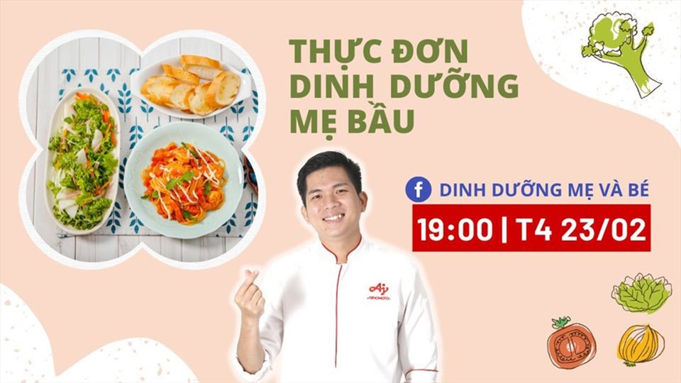 Lớp học nấu ăn online hướng dẫn thực đơn dinh dưỡng cho mẹ bầu.