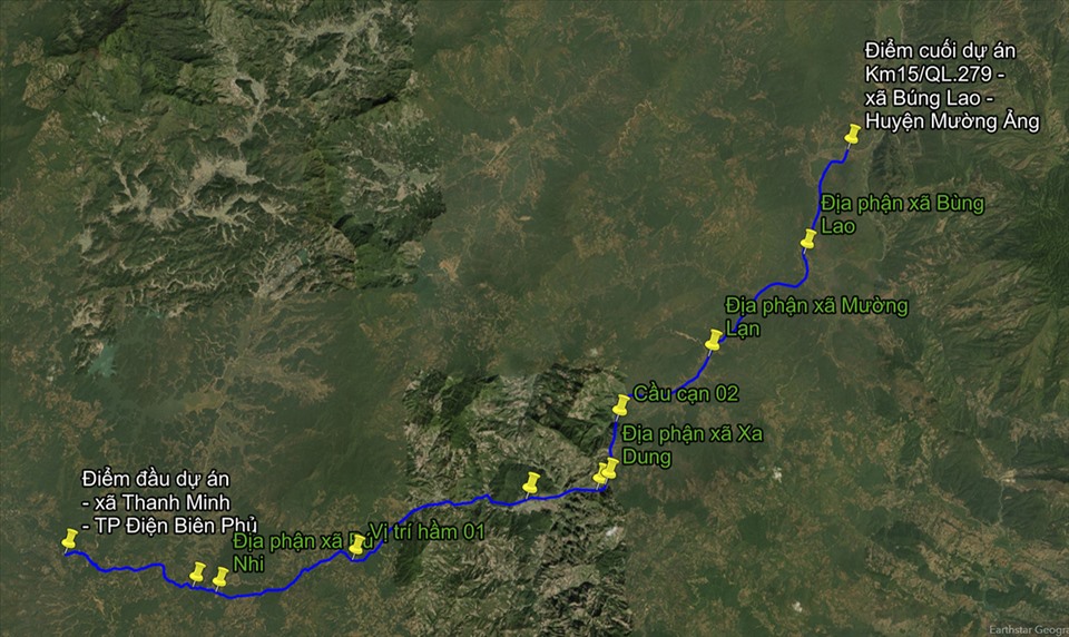 Theo dự kiến, tuyến cao tốc Điện Biên - Sơn La giai đoạn 1 sẽ xây dựng đoạn từ TP. Điện Biên Phủ đến gần hết địa phận Điện Biên. Ảnh: Sở GTVT Điện Biên cung cấp.