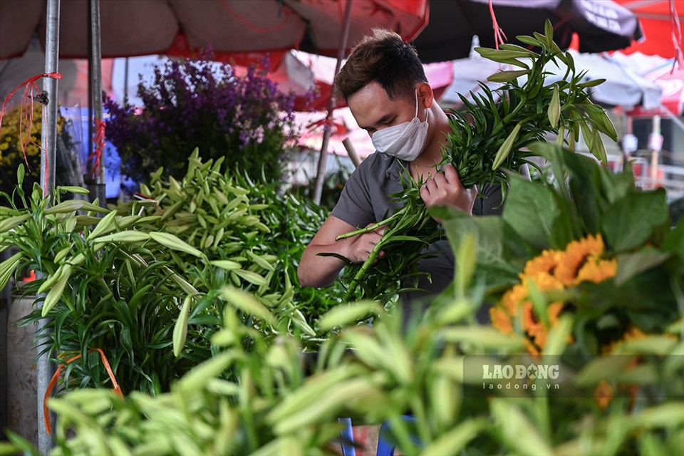 Theo tiểu thương tại chợ hoa Quảng An, hoa loa kèn năm nay có mức tiêu thụ chậm hơn so với mọi năm. Giá hoa loa kèn không tăng so với mọi năm, dao động từ 30 - 40 nghìn một bó gồm 10 bông.