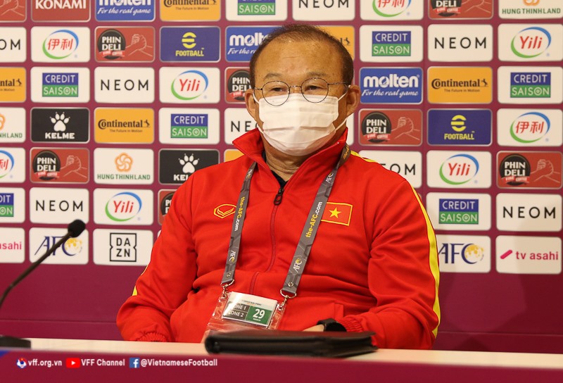 Huấn luyện viên Park Hang-seo không hài lòng với kết quả của tuyển Việt Nam tại vòng loại World Cup 2022 dù đội có 1 điểm đáng tự hào trước Nhật Bản. Ảnh: VFF