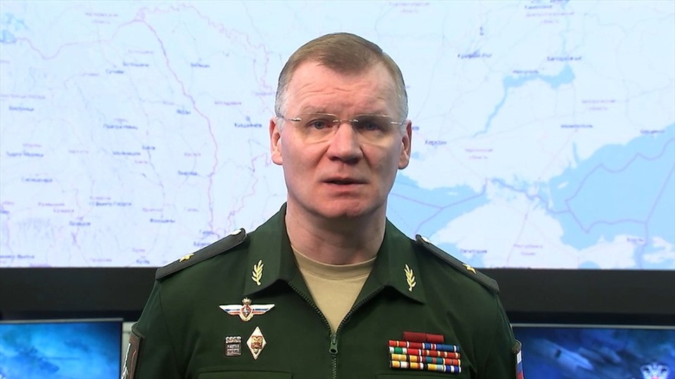 thông báo về cuộc tấn công vào sân bay của Không quân Ukraina. Ảnh: Bộ Quốc phòng Nga