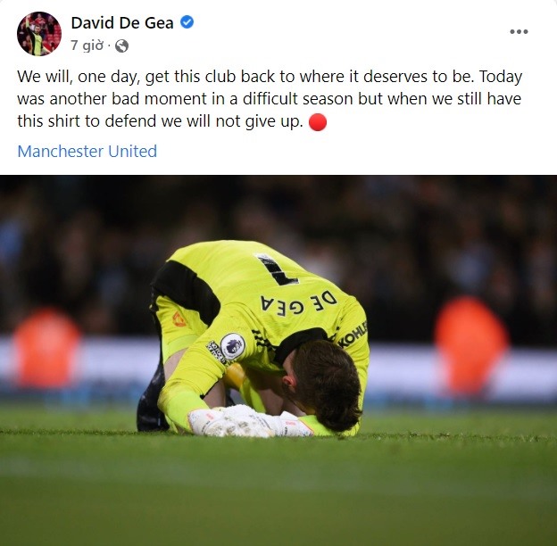 Dòng trạng thái thất vọng của De Gea, anh vẫn mơ hồ và hi vọng một ngày nào đó Man United sẽ trở lại vị thế vốn có