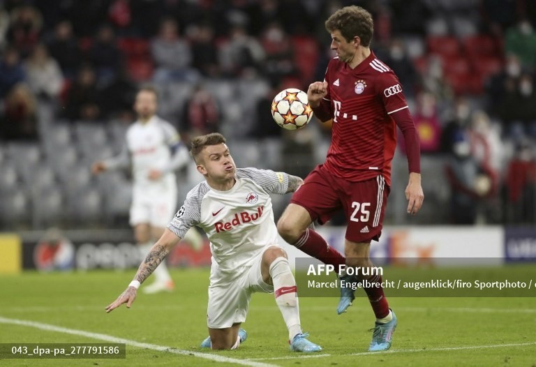 Đè bẹp Salzburg 7-1 ở lượt về vòng 1/8, Bayern vào tứ kết Champions League với chiến thắng chung cuộc 8-2. Ảnh: AFP