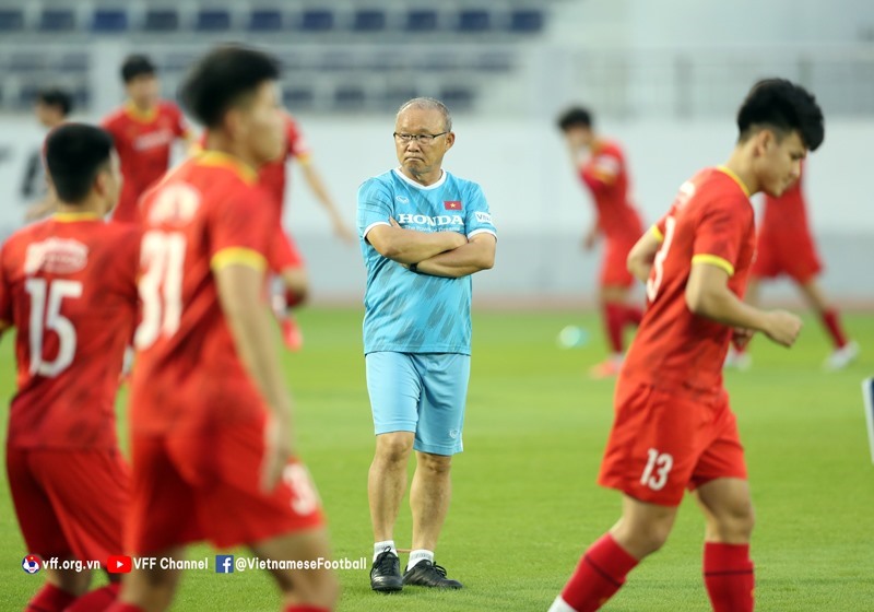 Huấn luyện viên Park Hang-seo đang hướng tới 2 trận cuối cùng tại vòng loại World Cup 2022. Ảnh: VFF