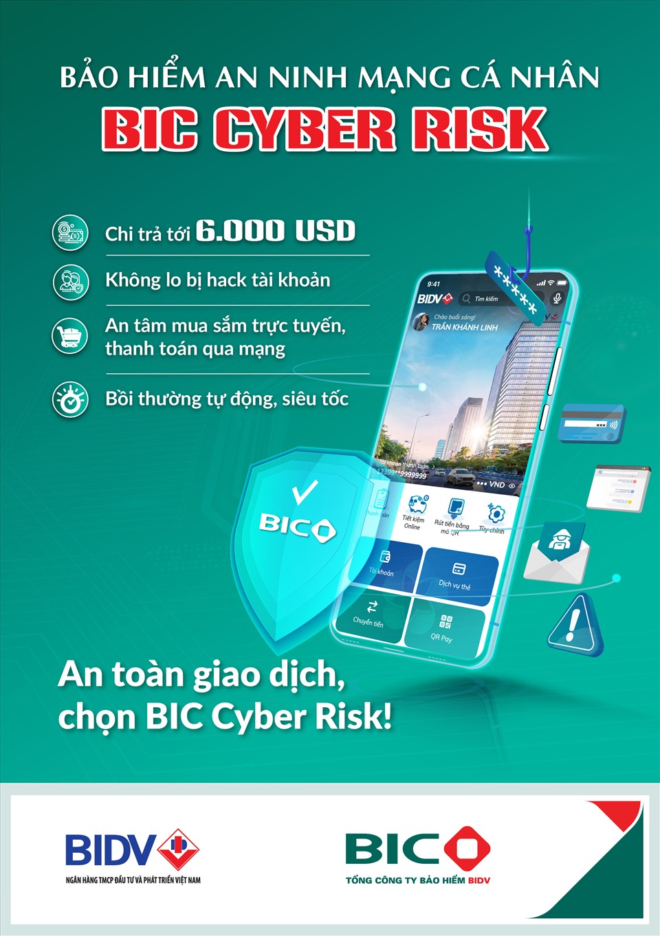Tổng mức chi trả của BIC Cyber Risk lên tới 6.000 USD. Ảnh: BIC