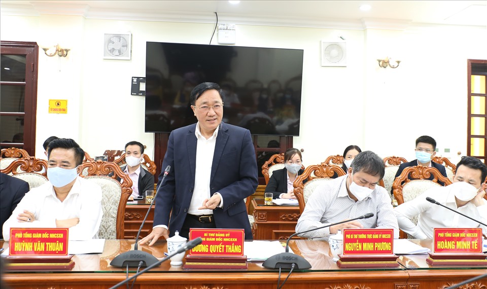 Tổng Giám đốc NHCSXH Dương Quyết Thắng phát biểu.