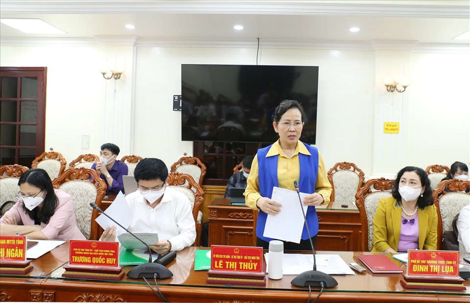 Bí thư Tỉnh ủy Hà Nam Lê Thị Thủy phát biểu kết luận.
