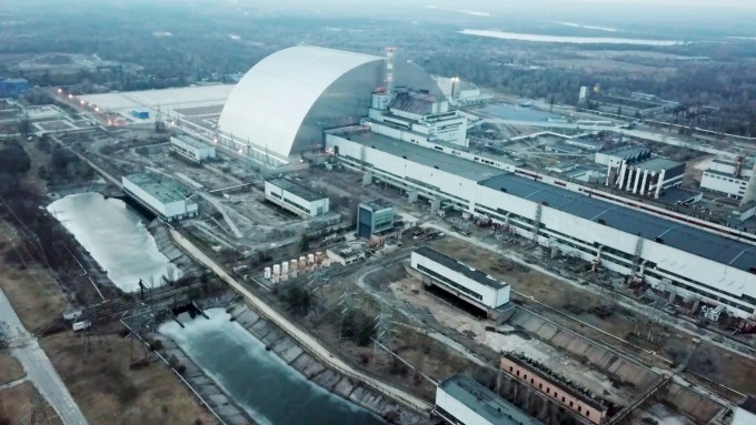 Nhà máy điện hạt nhân Chernobyl trong bức ảnh chụp từ trên cao hôm 7.3. Ảnh: Bộ Quốc phòng Nga