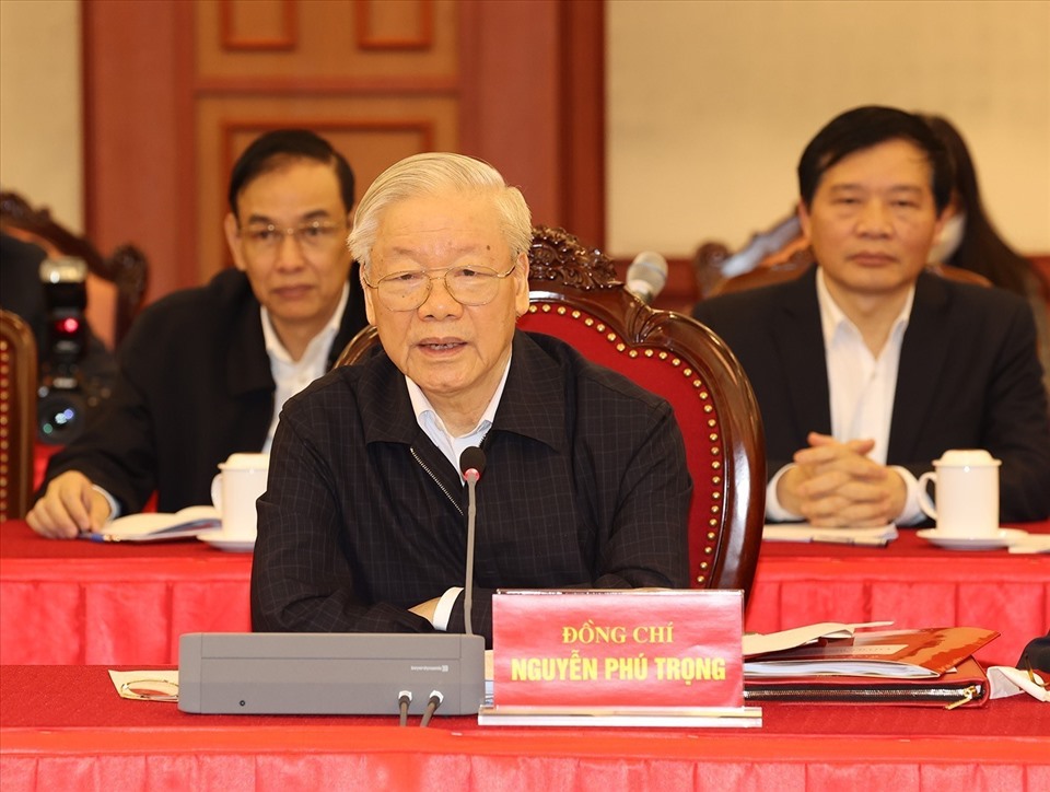 Tổng Bí thư Nguyễn Phú Trọng chủ trì cuộc họp. Ảnh: Trí Dũng