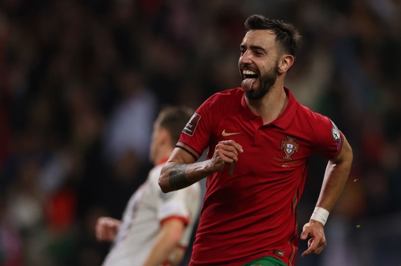 Bruno Fernandes trong chiến thắng của Bồ Đào Nha trước Bắc Macedonia. Ảnh: AFP
