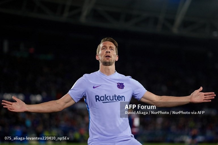 Luuk de Jong trở thành cứu tinh của Barcelona trong rất nhiều trận đấu. Ảnh: AFP
