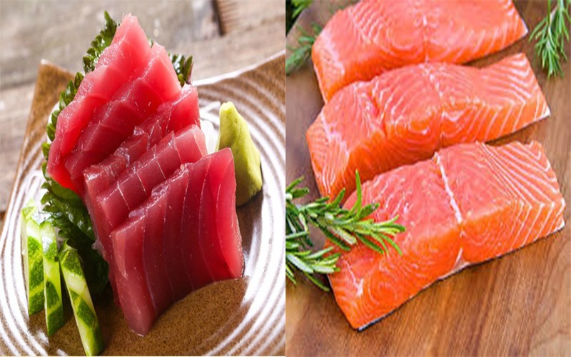 Cá: Các loại cá như cá ngừ, cá hồi và cá thu rất giàu EPA và DHA. Đây là một loại axit béo omega-3 ngăn ngừa tổn thương các dây thần kinh thị giác. Nhờ vậy, nó giúp mắt khỏe và ngăn ngừa nguy cơ bị tăng nhãn áp.