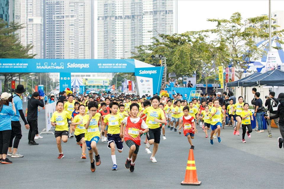 Những vận động viên nhí sẽ được tranh tài ở hai sự kiện tại giải marathon sắp tới. Ảnh: Lê Hải