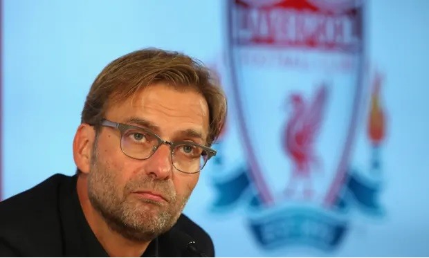 Klopp tại buổi họp báo ra mắt Liverpool năm 2015. Ảnh: AFP