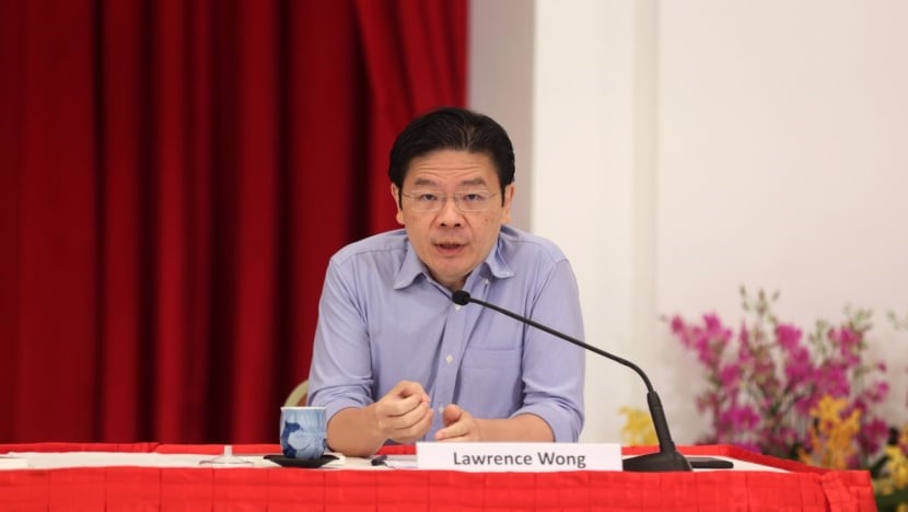 Bộ trưởng Tài chính Lawrence Wong tại cuộc họp báo ngày 16.4.2022. Ảnh: Bộ Thông tin Singapore