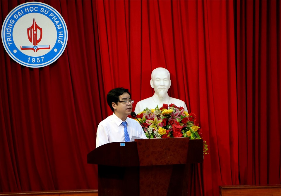 PGS.TS. Nguyễn Thành Nhân - Phó Hiệu trưởng Trường Đh Sư phạm, ĐH Huế phát biểu tại sự kiện.