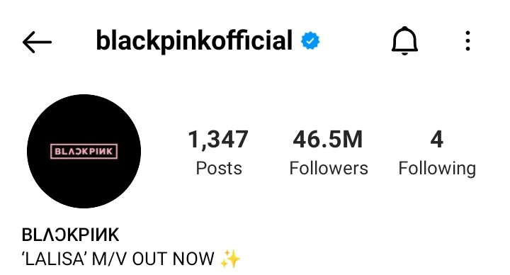 Hiện tại, Blackpink là nhóm nhạc nữ Kpop có số lượng người theo dõi nhiều nhất trên Instagram. Ảnh chụp màn hình