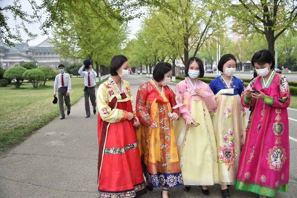 North Koreans on the streets of Pyongyang on April 25, 2022.  Photo: AFP