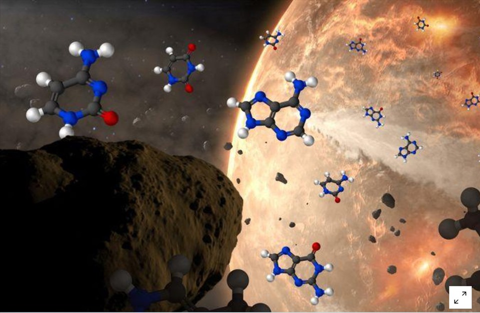 The last 2 nucleobases were found in the meteorite that fell to Earth.  Photo: NASA