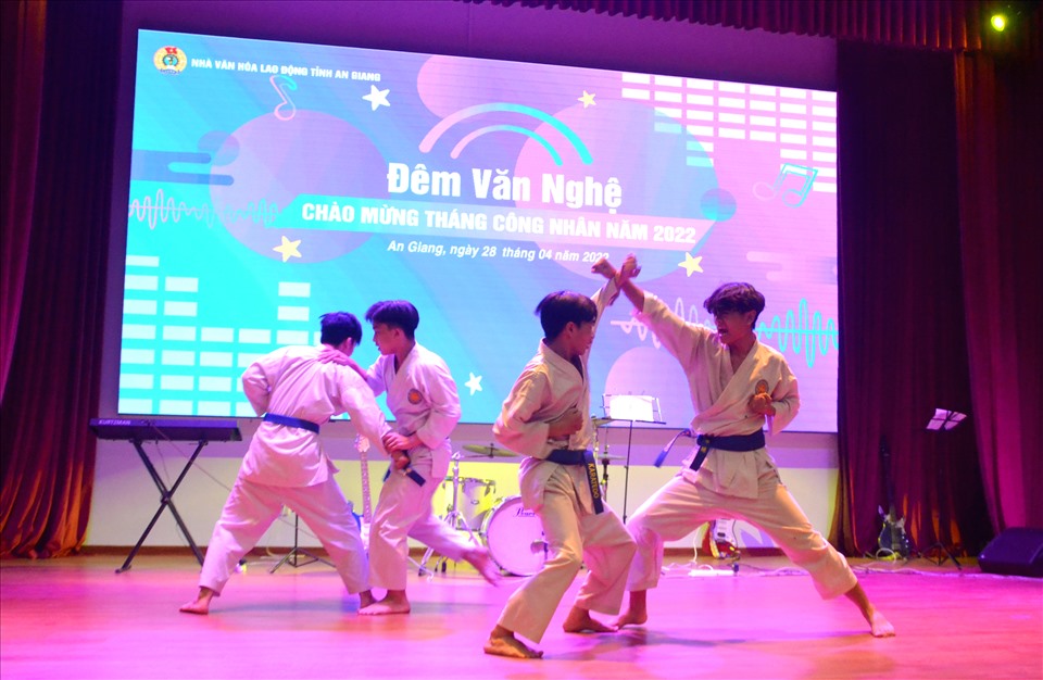 Biểu diễn Karate của các thành viên Câu lạc bộ võ thuật. Ảnh: LT