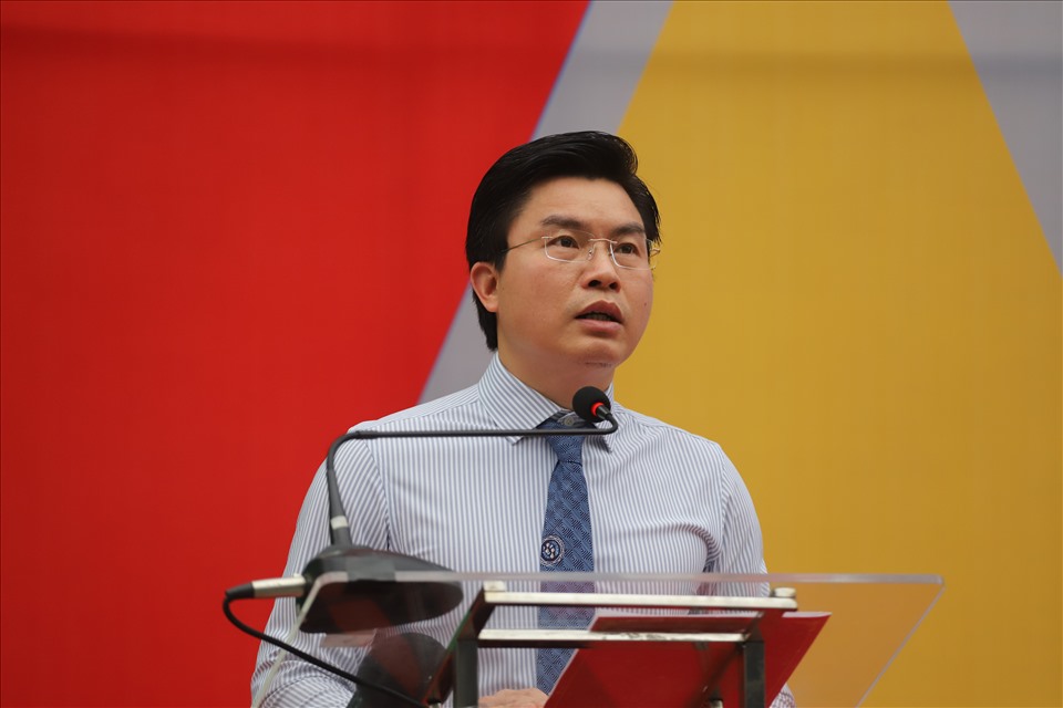 Chủ tịch UBND quận Đống Đa Lê Tuấn Định phát biểu tại lễ phát động.