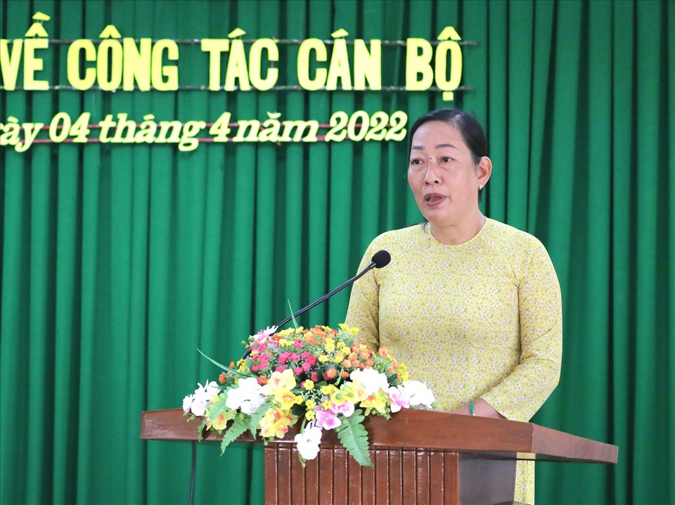 Bà Phan Thị Nguyệt - Chủ tịch UBND quận Bình Thủy (TP.Cần Thơ) phát biểu tại buổi lễ.