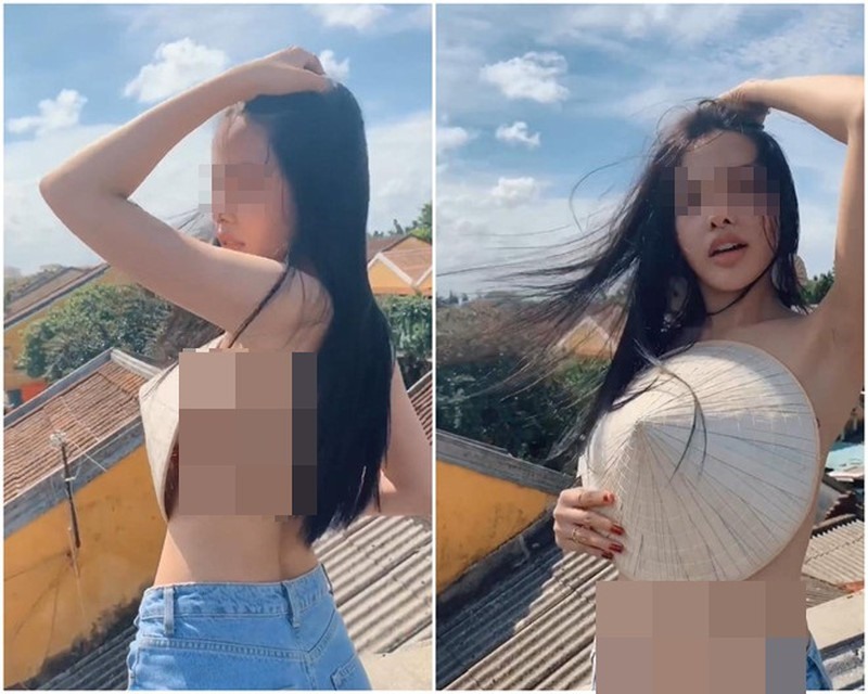 Hình ảnh phản cảm của một cô gái chụp hậu cảnh là các nóc nhà Hội An cũng đã từng bị dân mạng, chính quyền và người dân Hội An phê phán (ảnh FB)