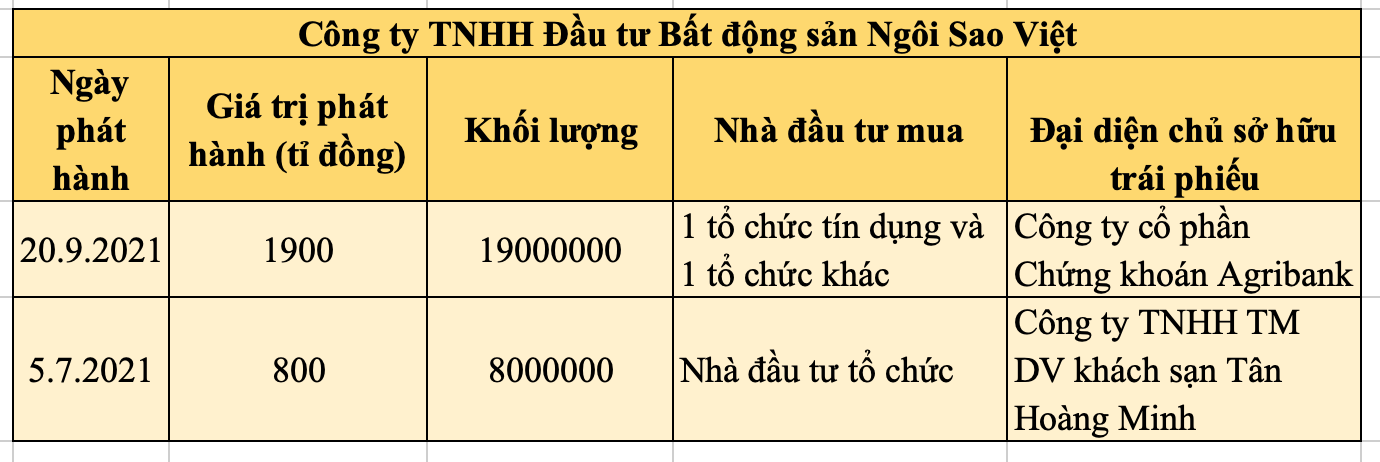 Lô trái phiếu của Công ty TNHH Đầu tư Bất động sản Ngôi Sao Việt (Tân Hoàng Minh). Ảnh: Lan Hương