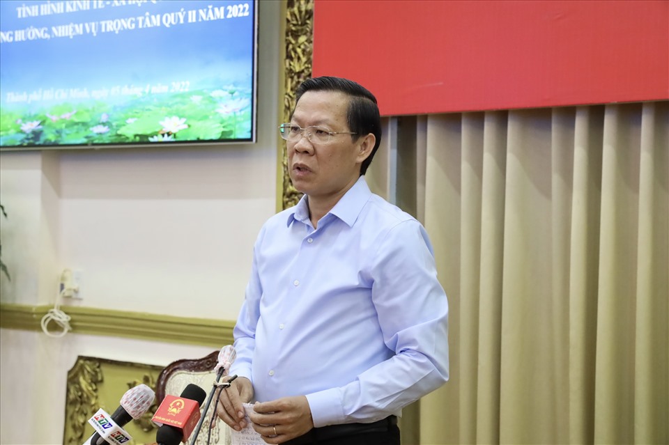 Chủ tịch UBND TPHCM Phan Văn Mãi phát biểu tại hội nghị.  Ảnh: TTBC