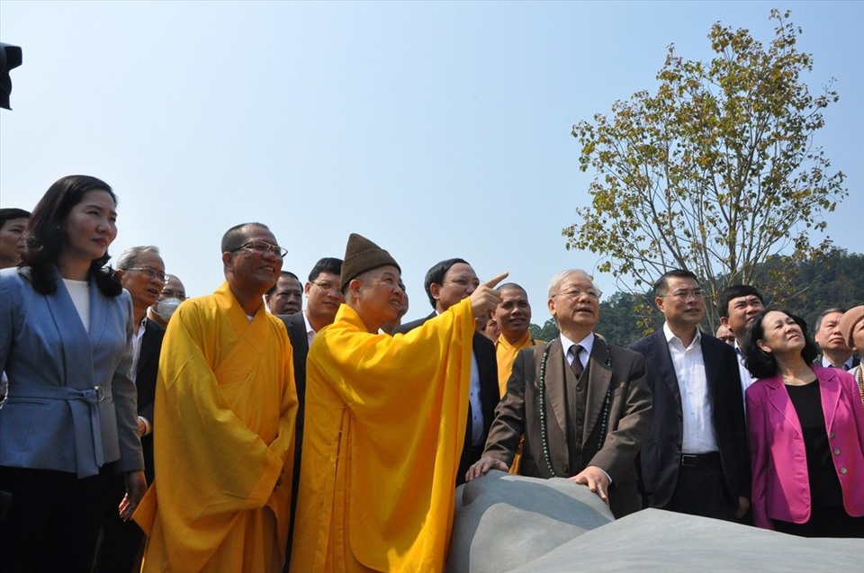 Tổng Bí thư Nguyễn Phú Trọng thăm Khu di tích và rừng quốc gia Yên Tử. Ảnh: CTV