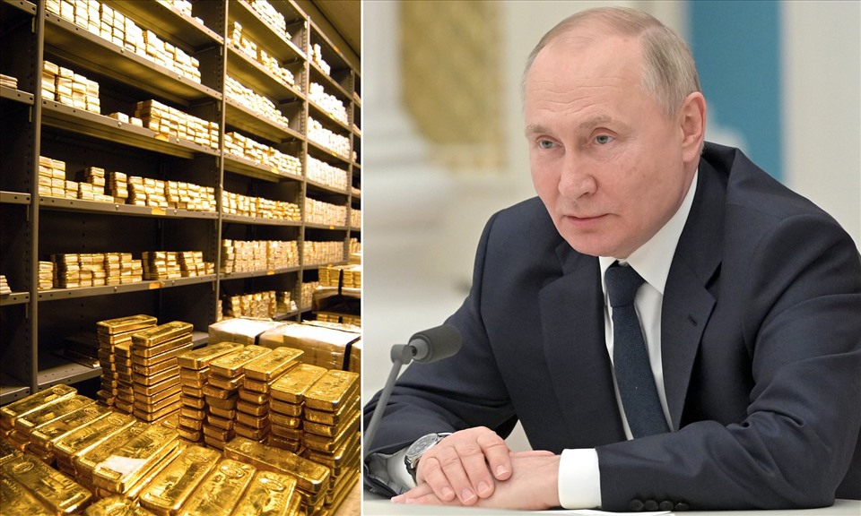 Dự trữ vàng của Nga ước đạt 140 tỉ USD. Ảnh: Getty