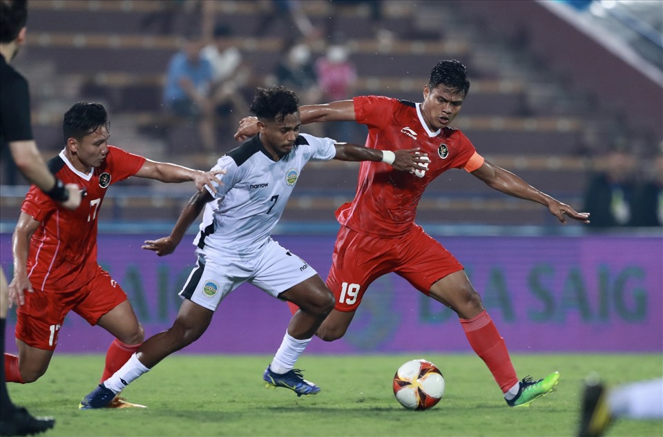 U23 Timor-Leste chỉ chơi tốt trong hơn 10 phút đầu trận, phần còn lại, tinh thần là chưa đủ để kiếm điểm số đầu tiên và họ trở thành đội đầu tiên bị loại. Ảnh: Hải Nguyễn