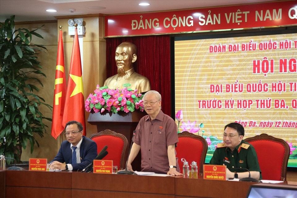 Tổng Bí thư Nguyễn Phú Trọng tại buổi tiếp xúc cử tri.