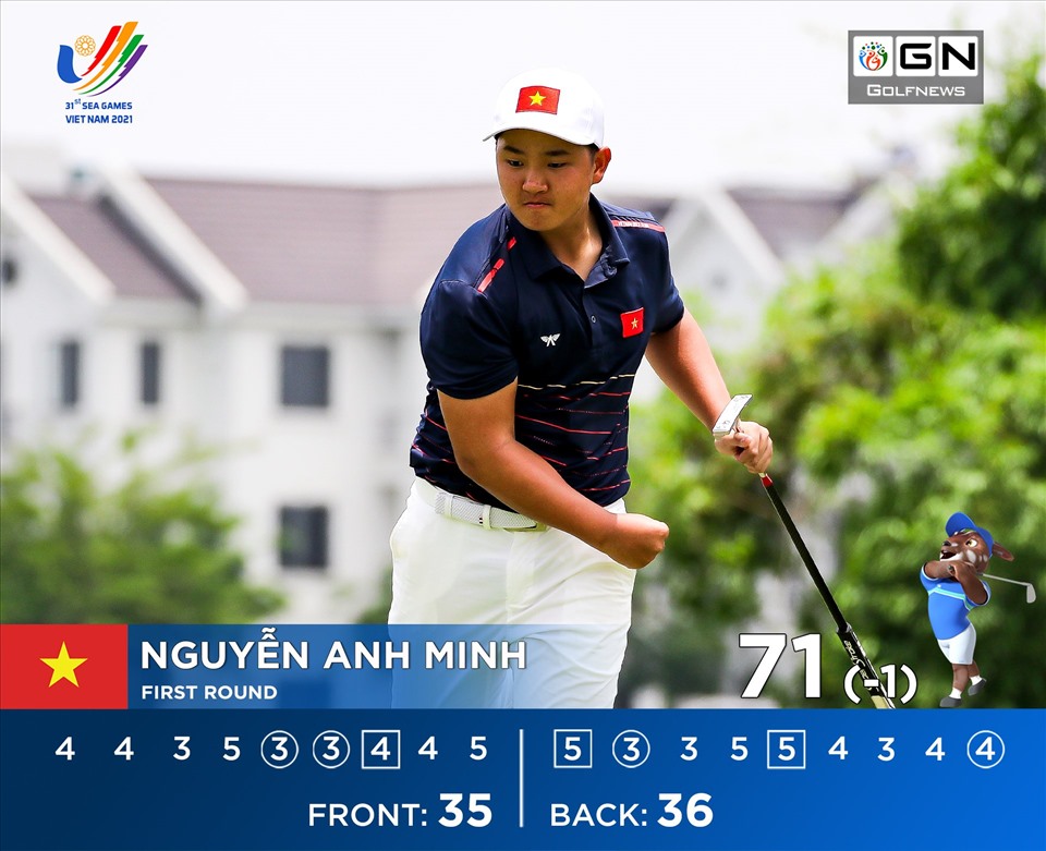 Nguyễn Anh Minh - Thành viên đầu tiên của tuyển golf Việt Nam có điểm âm tại SEA Games 31. Ảnh: Golfnews