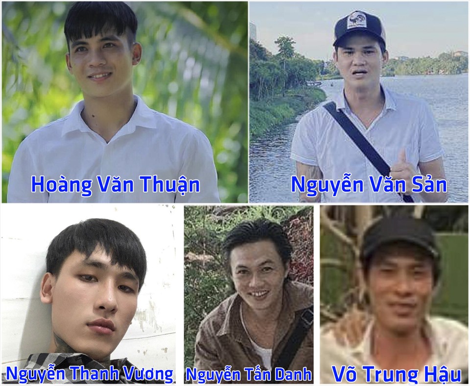 5 đối tượng liên quan vụ án mạng mà PC02 Bình Thuận truy tìm. Ảnh: CA