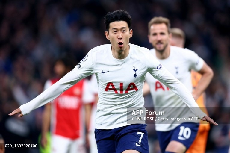 Son Heung-Min vừa có bàn thắng quan trọng vào lưới Arsenal. Ảnh:AFP