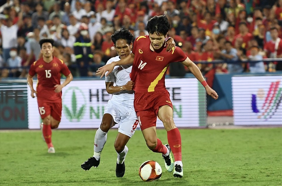 U23 Việt Nam trong chiến thắng trước U23 Myanmar. Ảnh: Minh Hiếu