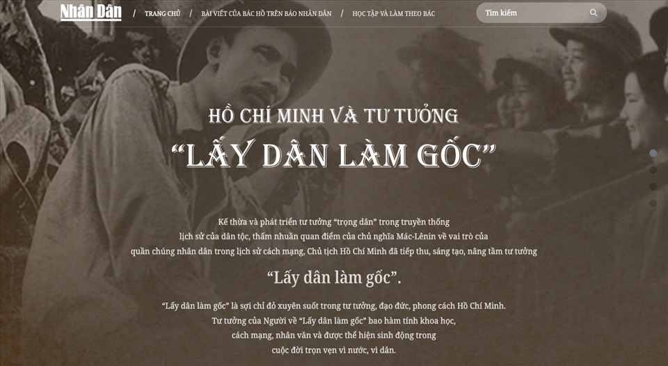 Giao diện Trang thông tin Hồ Chí Minh và tư tưởng “lấy dân làm gốc”